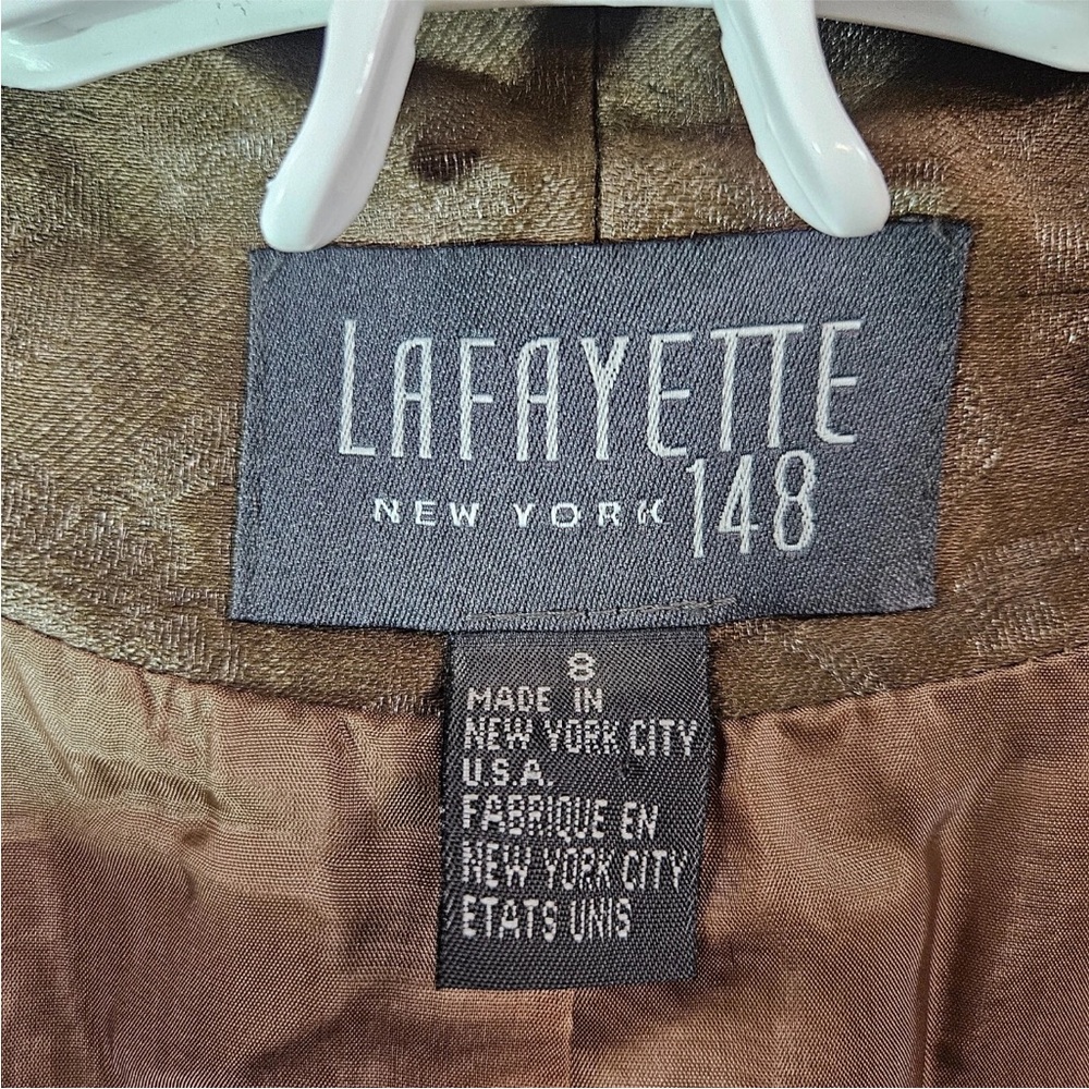 Lafayette 148 Linen Jacquard‎ Blazer Earthy Brown Floral Tailored Jacket 8 - Picture 5 of 9